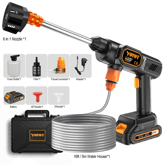 6-In-1 Cordless Electric Pressure Washer Gun With Rechargeable Battery Suitable For Car, Balcony, Garden, Windows & Pets Washing