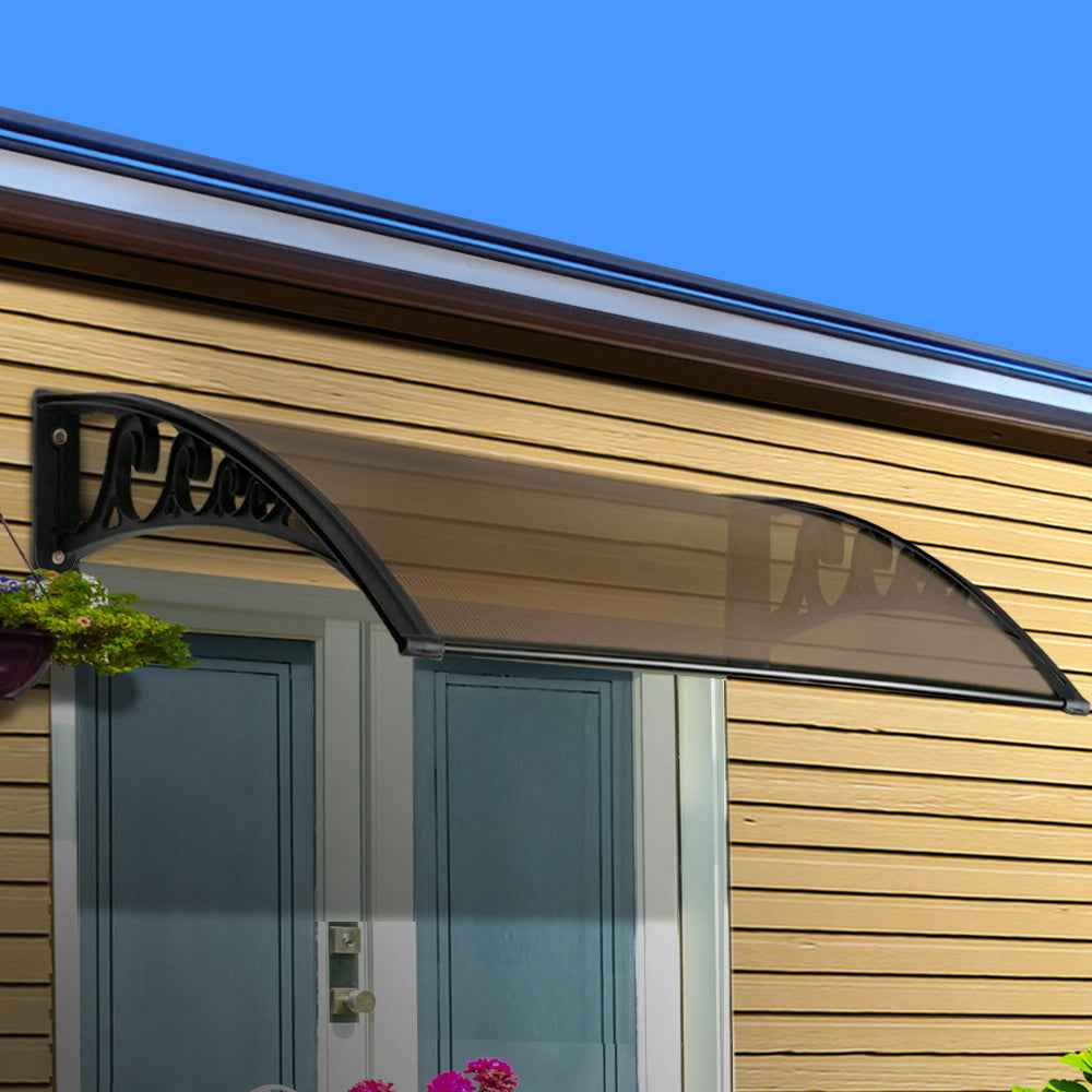 Window Door Awning 1mx1.2m Brown - Direct On Sale