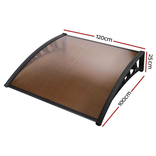 Window Door Awning 1mx1.2m Brown - Direct On Sale