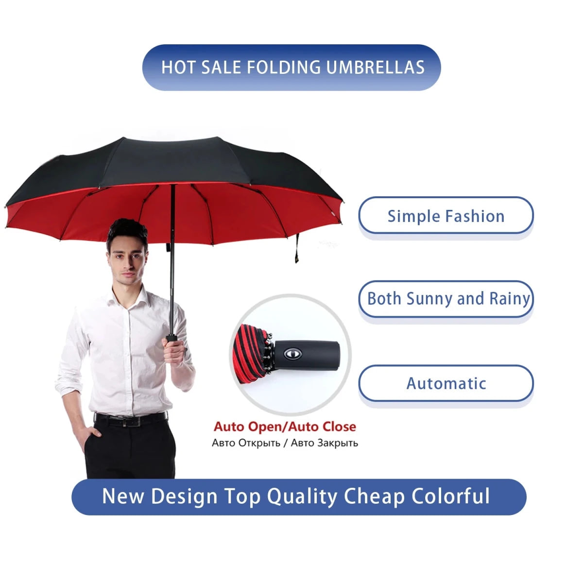 Windproof Double Layer Fully Automatic Resistant Umbrella - Direct On Sale