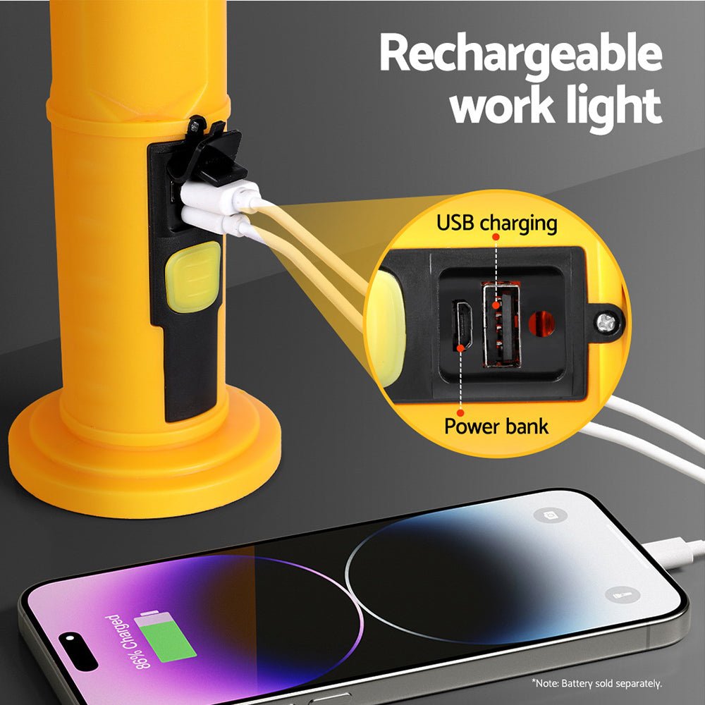 Work Light Rechargeable USB Cordless LED Lamp Hook Rotation Folding - Direct On Sale