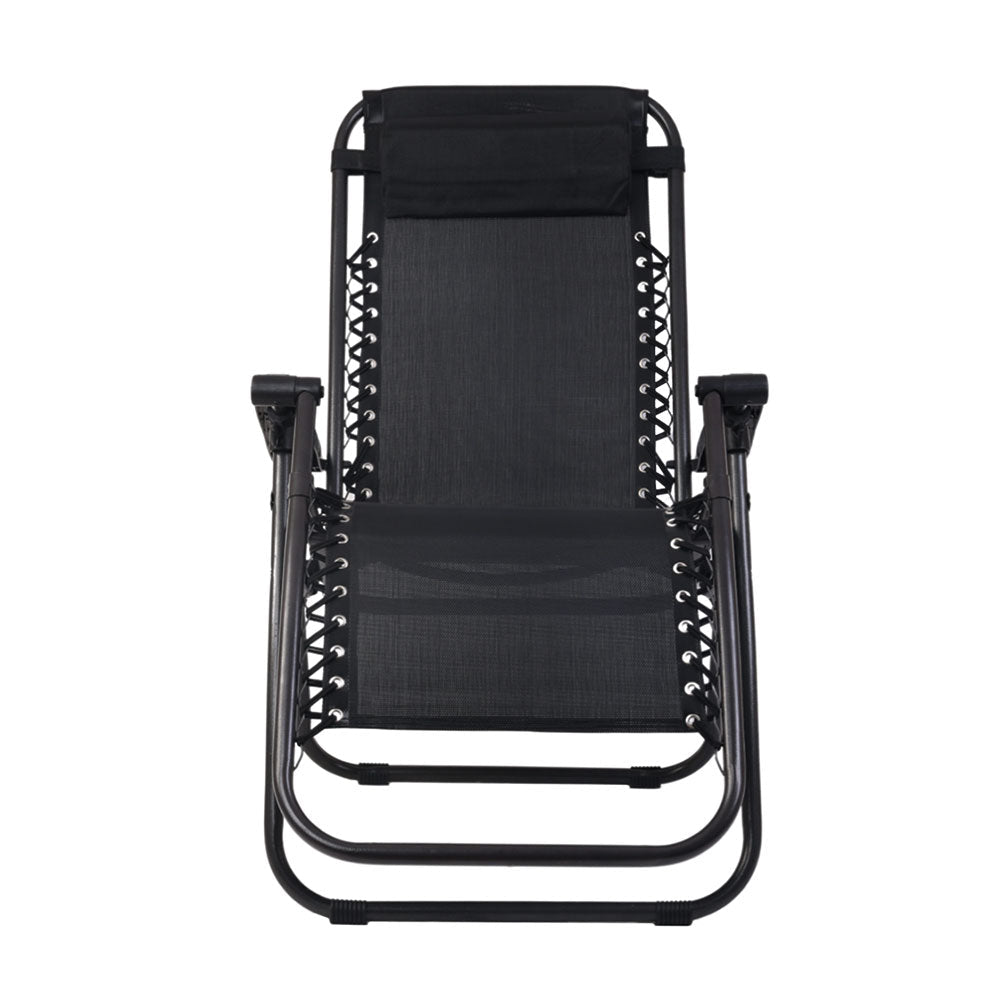 Zero Gravity Chair Folding Outdoor Recliner Adjustable Sun Lounge Camping Black - Direct On Sale