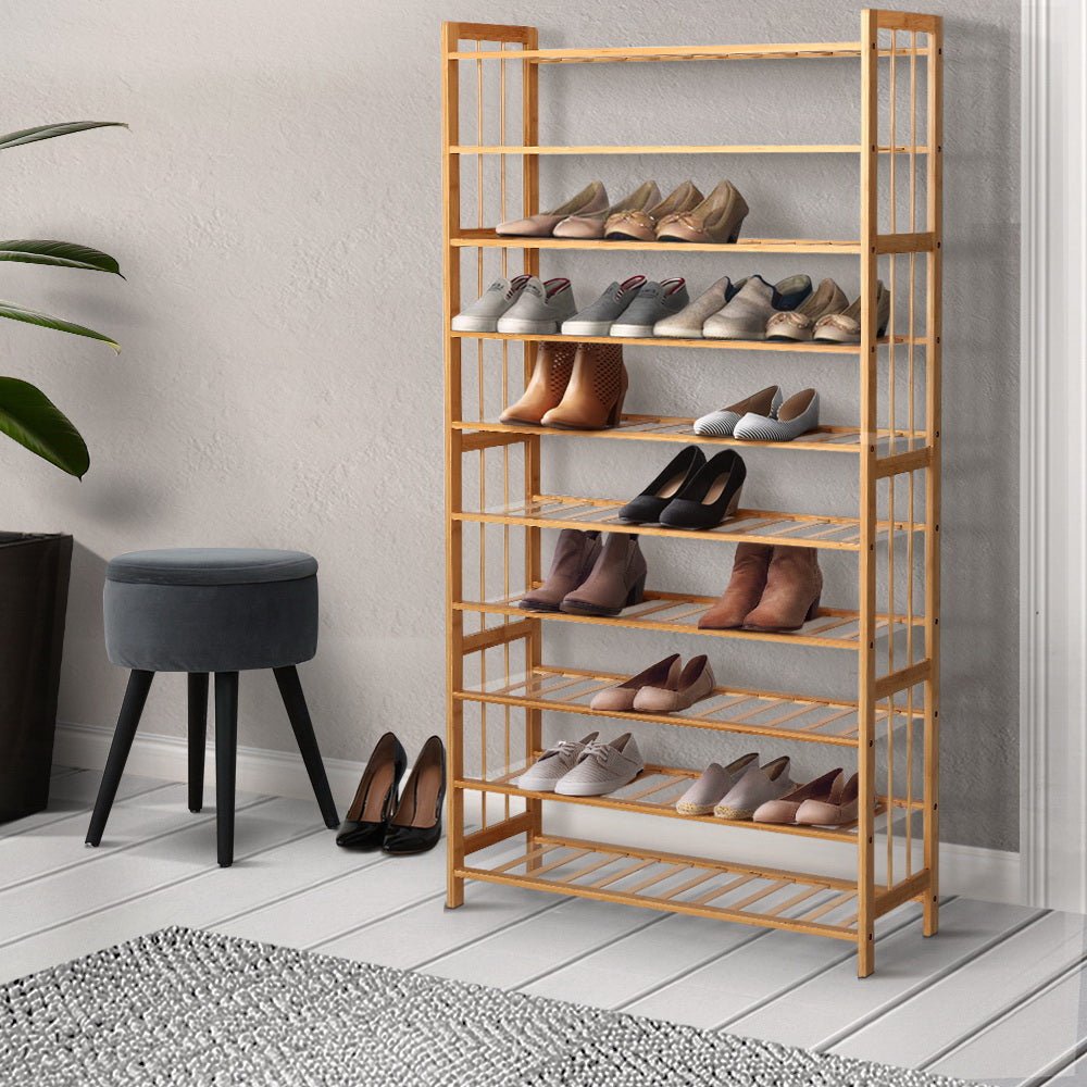 10 - Tier Bamboo Shoe Rack Wooden Shelf Stand Storage Organizer - Direct On Sale