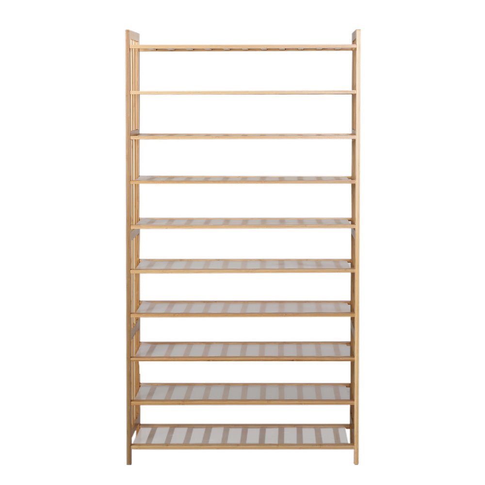 10 - Tier Bamboo Shoe Rack Wooden Shelf Stand Storage Organizer - Direct On Sale
