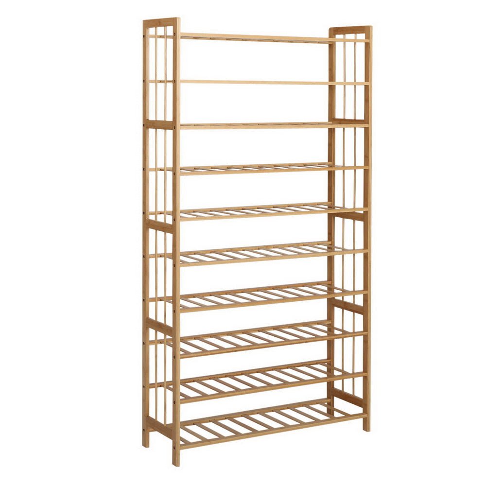 10 - Tier Bamboo Shoe Rack Wooden Shelf Stand Storage Organizer - Direct On Sale