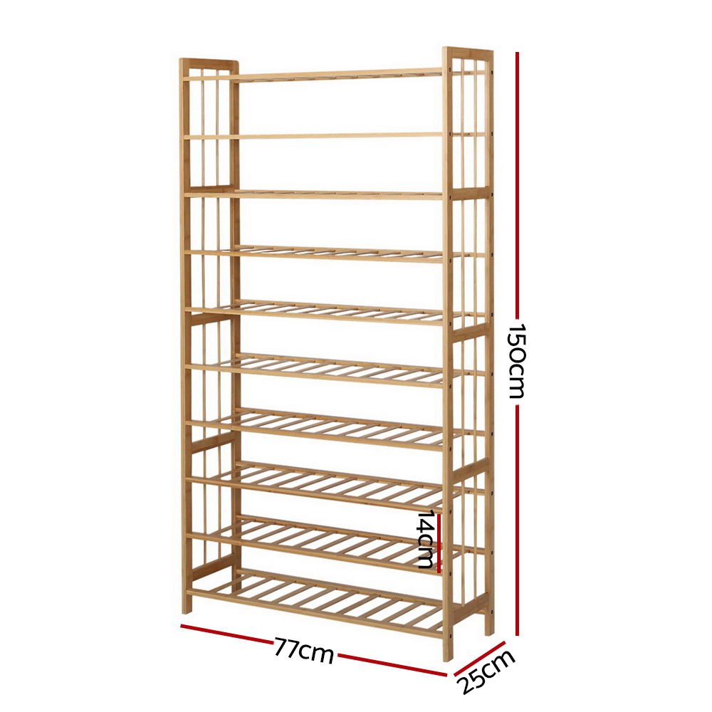 10 - Tier Bamboo Shoe Rack Wooden Shelf Stand Storage Organizer - Direct On Sale