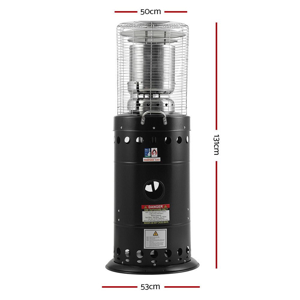 10KW Gas Patio Outdoor Heater Propane Butane LPG Steel Black - Direct On Sale