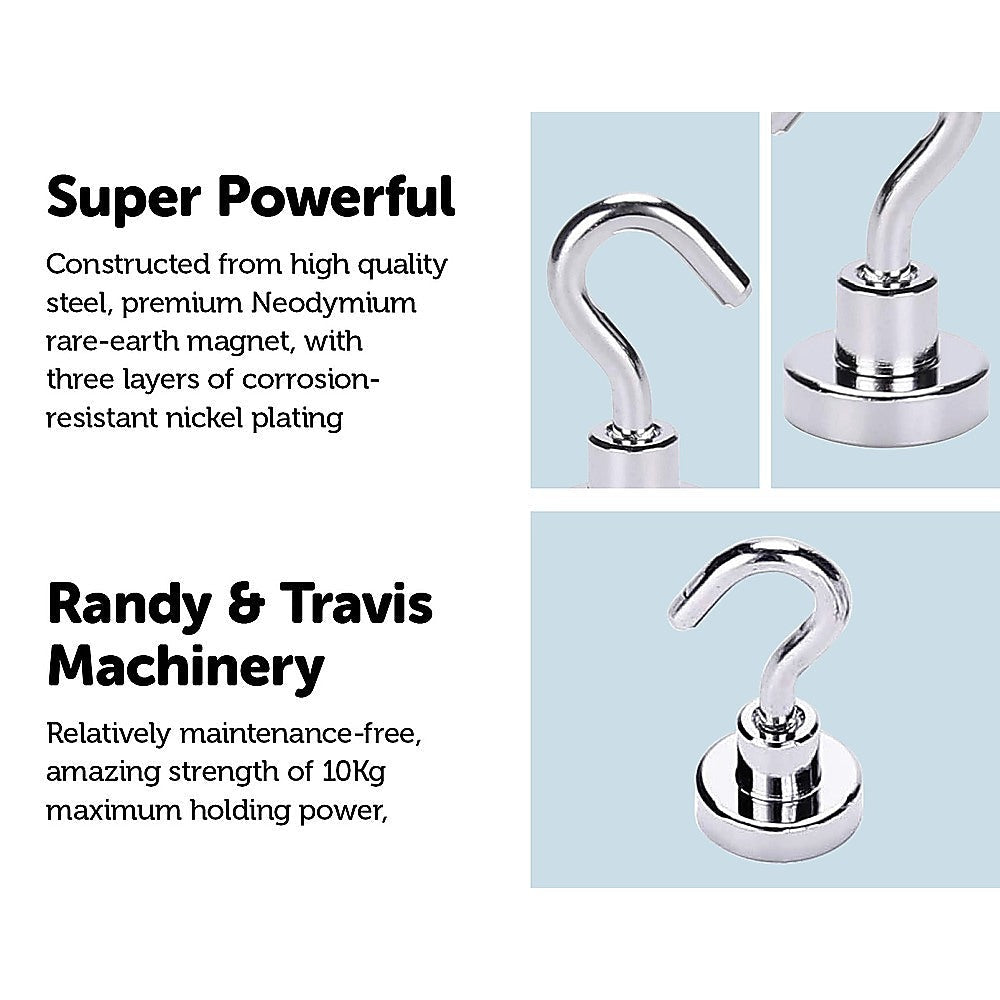 10x Strong Rare Earth N38 Neodymium Magnetic Hanger Holder 10kg Magnet Hooks - Direct On Sale
