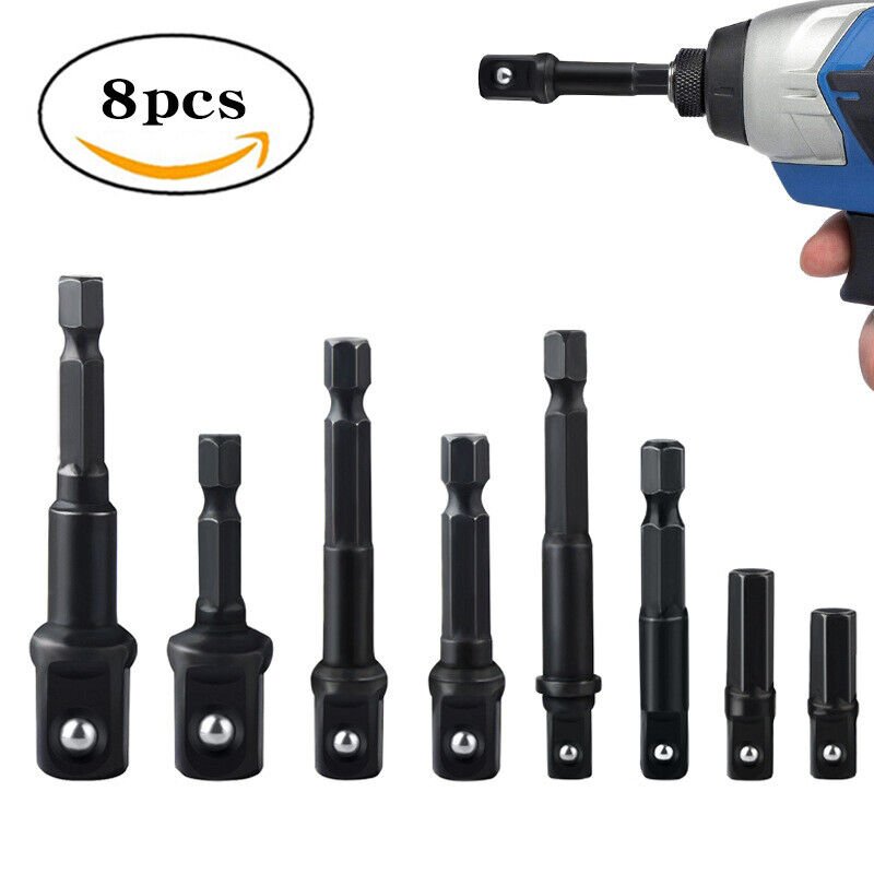 12Pc Drill Socket Adapter Set Impact Nut Driver Hex Extension Bit 1/4" 3/8" 1/2" - Direct On Sale