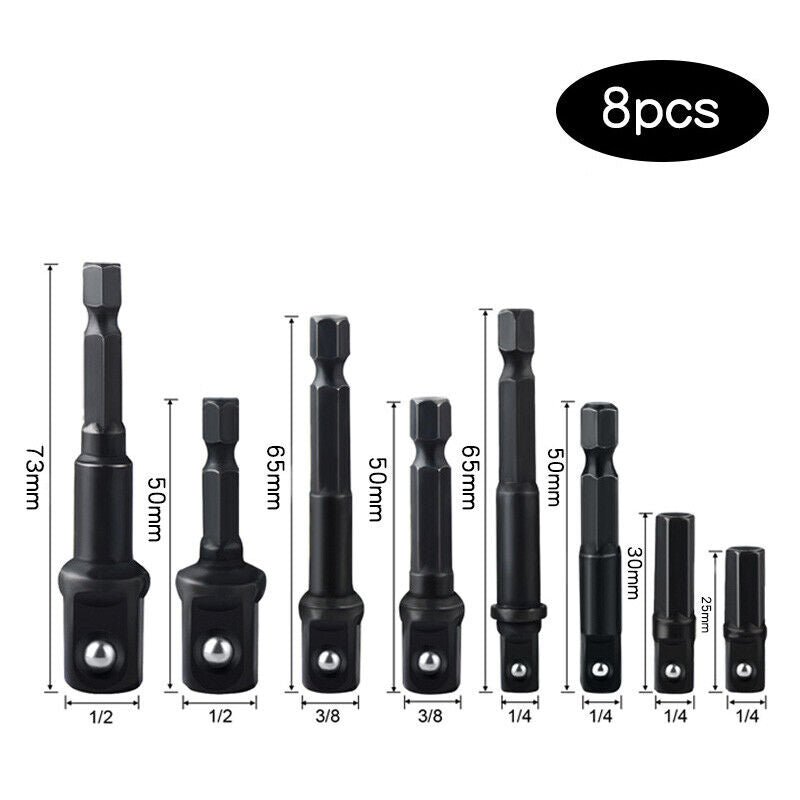 12Pc Drill Socket Adapter Set Impact Nut Driver Hex Extension Bit 1/4" 3/8" 1/2" - Direct On Sale