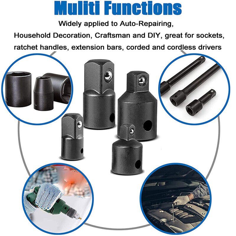 12Pc Drill Socket Adapter Set Impact Nut Driver Hex Extension Bit 1/4" 3/8" 1/2" - Direct On Sale