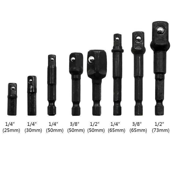12Pc Drill Socket Adapter Set Impact Nut Driver Hex Extension Bit 1/4" 3/8" 1/2" - Direct On Sale