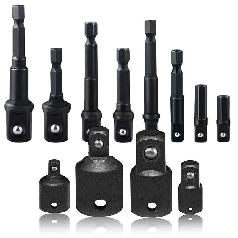 12Pc Drill Socket Adapter Set Impact Nut Driver Hex Extension Bit 1/4" 3/8" 1/2" - Direct On Sale