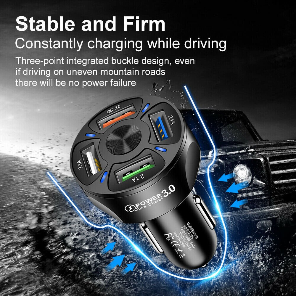 12V Car Lighter Socket Dual QC3.0 USB Ports Fast Charger Power Adapter - Direct On Sale