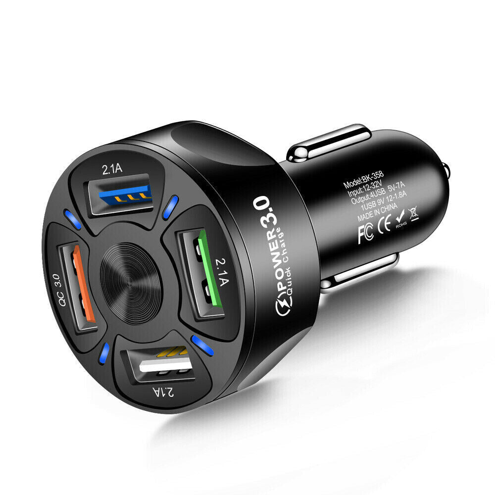 12V Car Lighter Socket Dual QC3.0 USB Ports Fast Charger Power Adapter - Direct On Sale