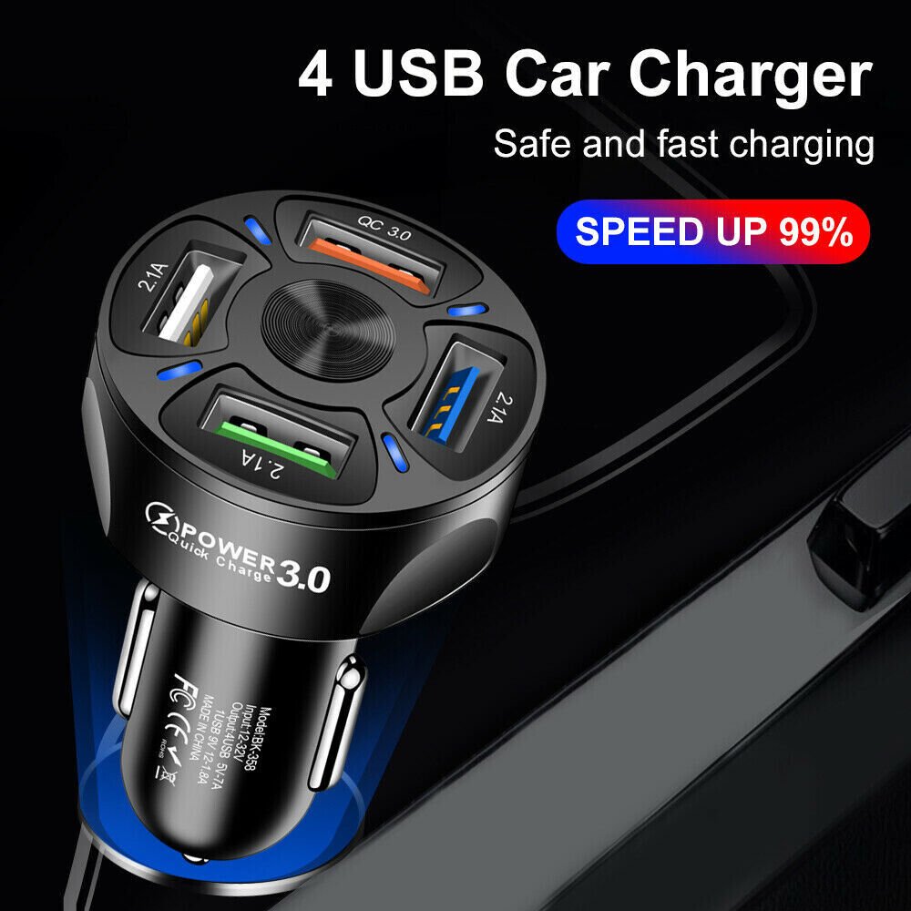 12V Car Lighter Socket Dual QC3.0 USB Ports Fast Charger Power Adapter - Direct On Sale