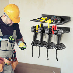 Power Tool Organizer 4 Slot Drill Holder Wall Mounted Storage Rack