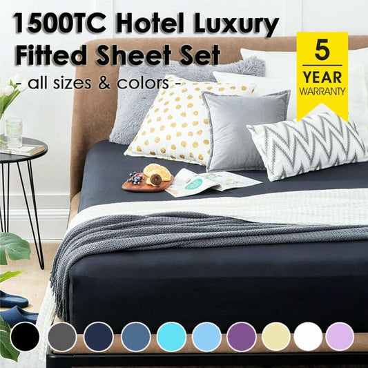 1500TC Ultra Soft Fitted Sheet Pillowcases Set - Direct On Sale