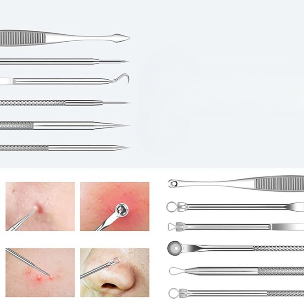 15Pcs Stainless Steel Blackhead Remover Pimple Popper Tools Kit with Metal Case - Direct On Sale
