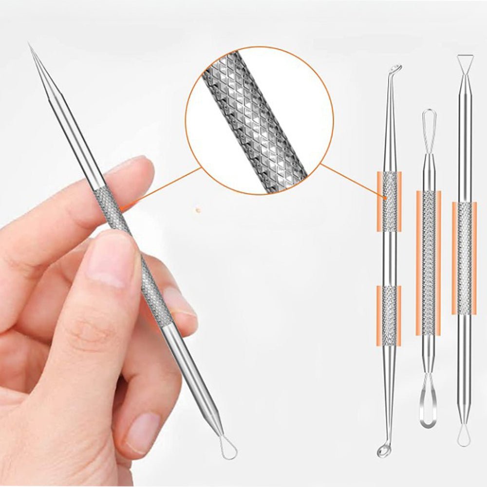 15Pcs Stainless Steel Blackhead Remover Pimple Popper Tools Kit with Metal Case - Direct On Sale