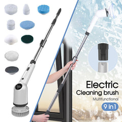 9 in 1 Electric Spin Scrubber Cordless Turbo Scrub Cleaning Brush with LED Display