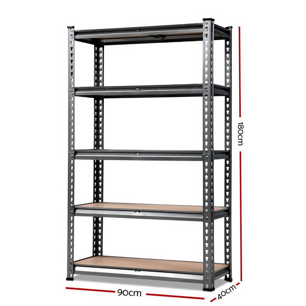 1.8M 5 - Shelves Steel Warehouse Industrial Shelving Racking Garage Storage Rack Grey - Direct On Sale