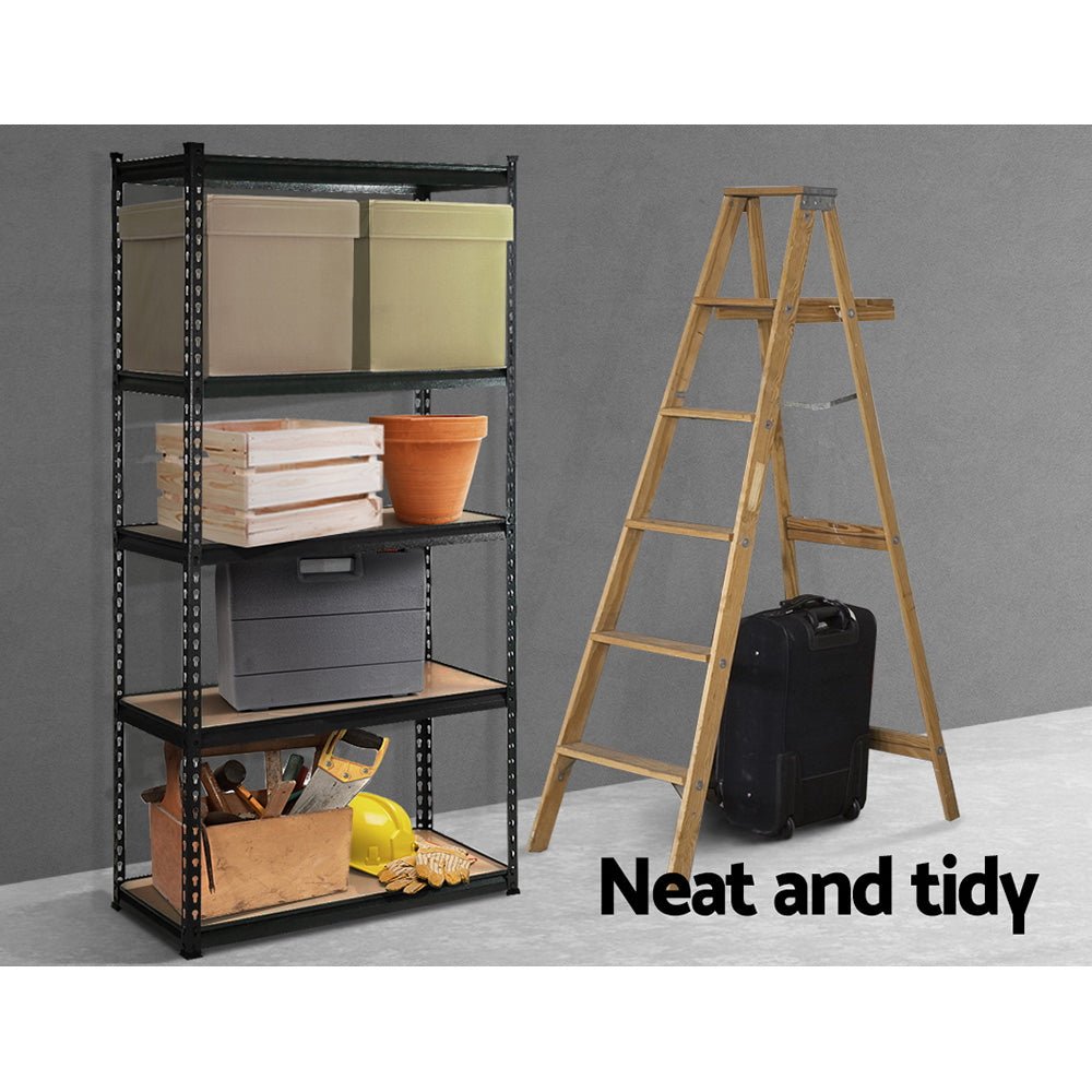 1.8M 5 - Storage Rack for Garage Industrial Shelving Racking Storage Shelve Black - Direct On Sale