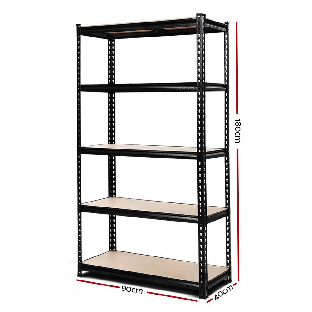 1.8M 5 - Storage Rack for Garage Industrial Shelving Racking Storage Shelve Black - Direct On Sale