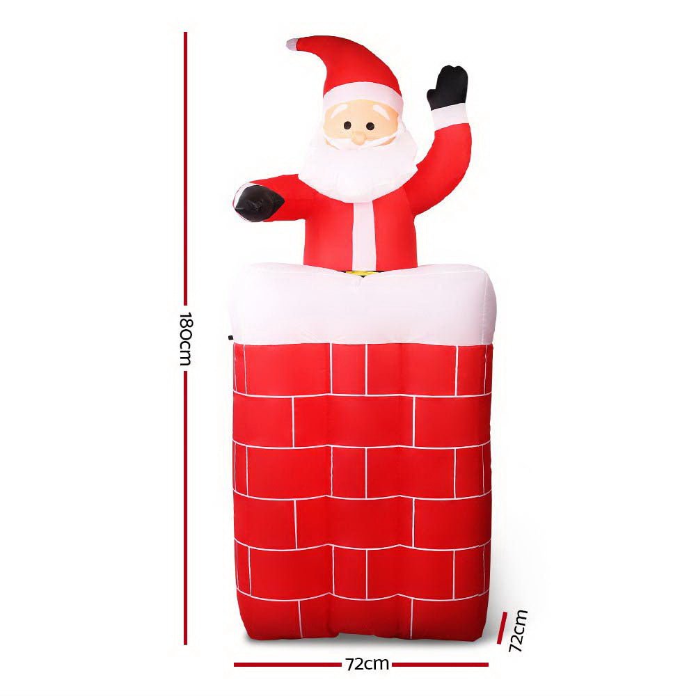 Inflatable Santa chimney with cool white LEDs