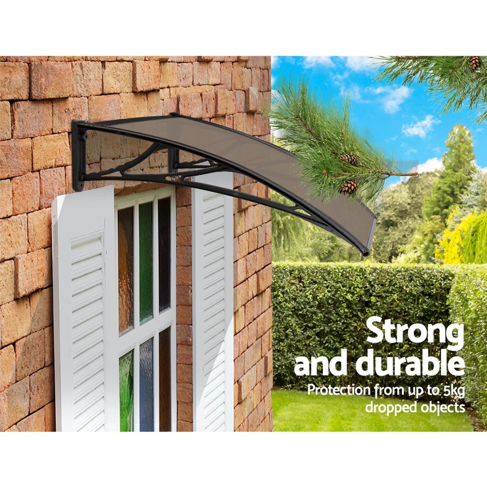 1m x 2m Window Door Awning Door Canopy Patio UV Sun Shield BROWN DIY - Direct On Sale