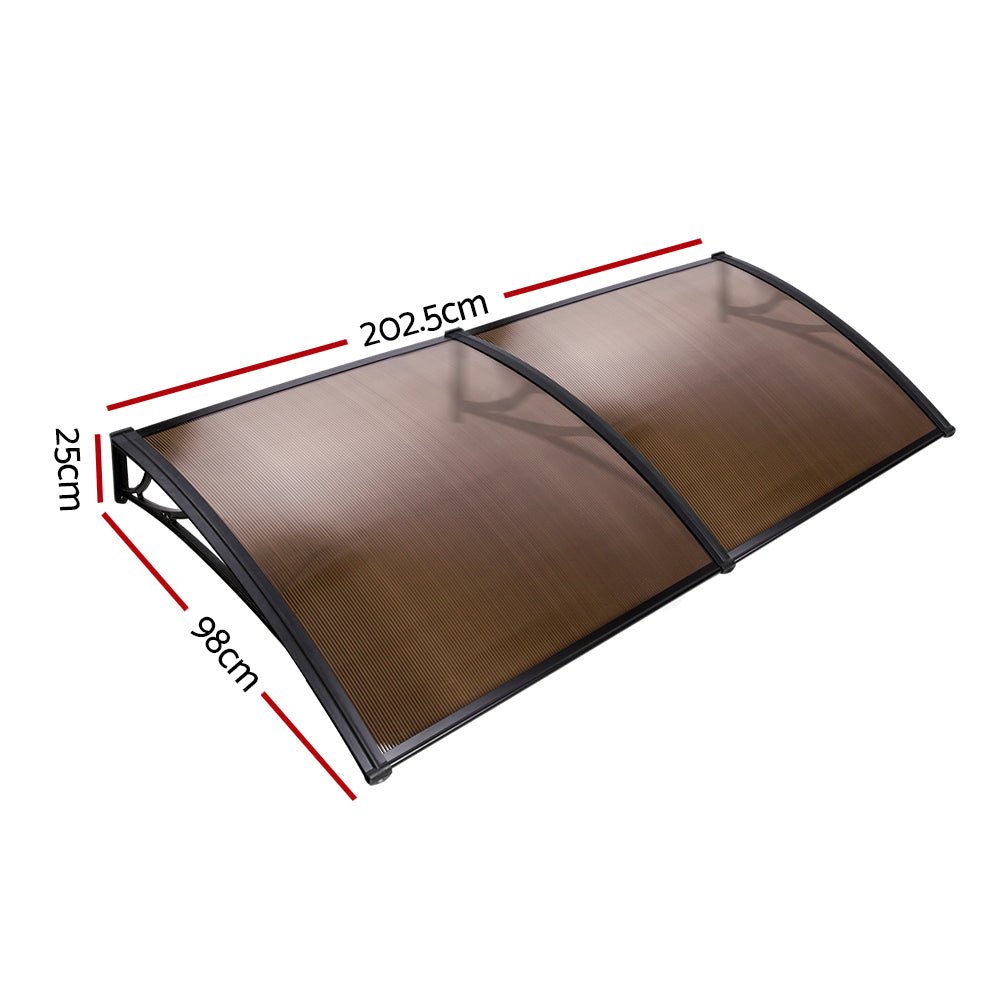1m x 2m Window Door Awning Door Canopy Patio UV Sun Shield BROWN DIY - Direct On Sale