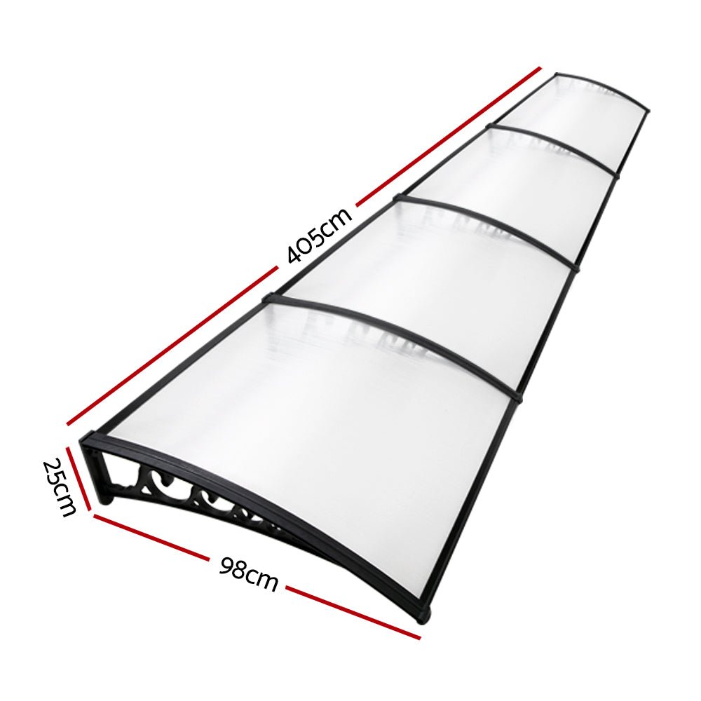 1m x 4m Window Door Awning Door Canopy Patio UV Sun Shield Transparent DIY - Direct On Sale