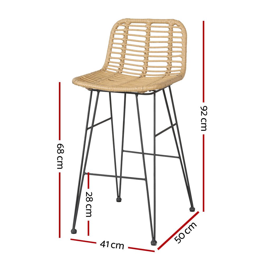 2 - Piece Outdoor Bar Stools Wicker Dining Chair Bistro Patio Balcony - Direct On Sale