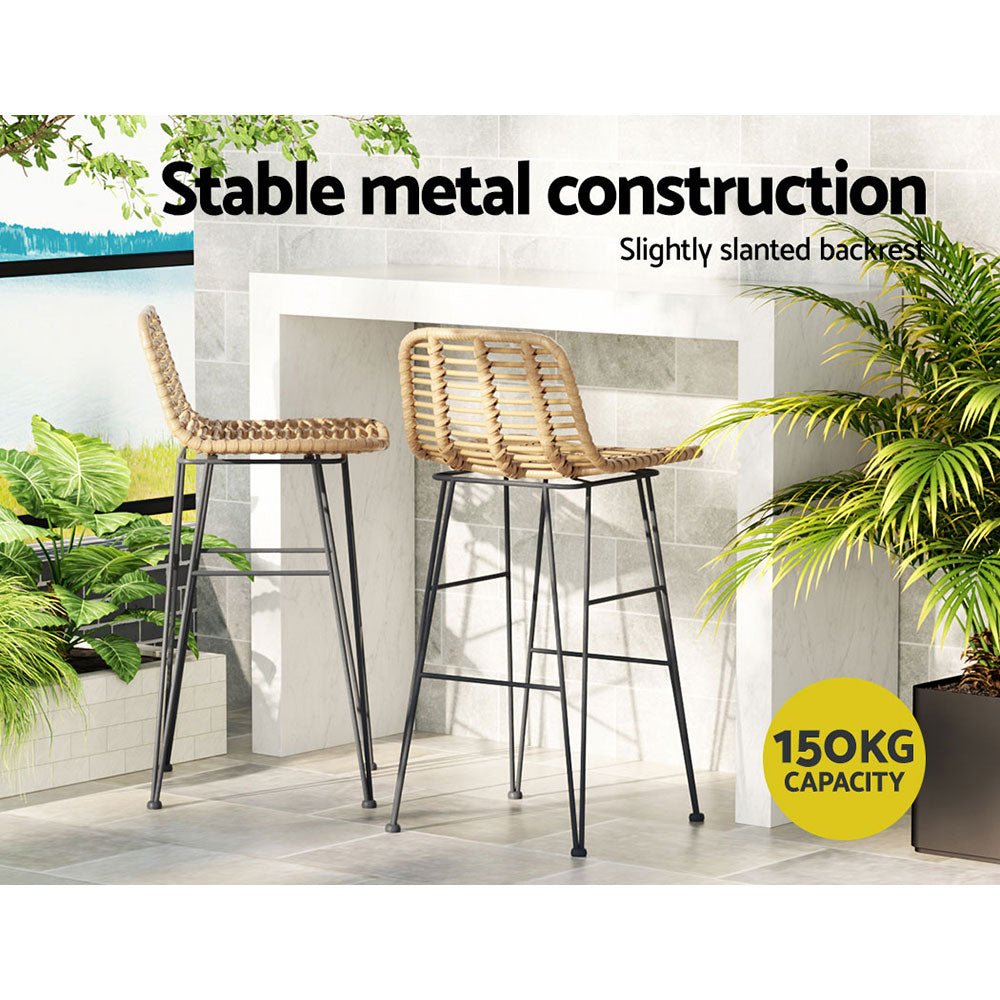 2 - Piece Outdoor Bar Stools Wicker Dining Chair Bistro Patio Balcony - Direct On Sale