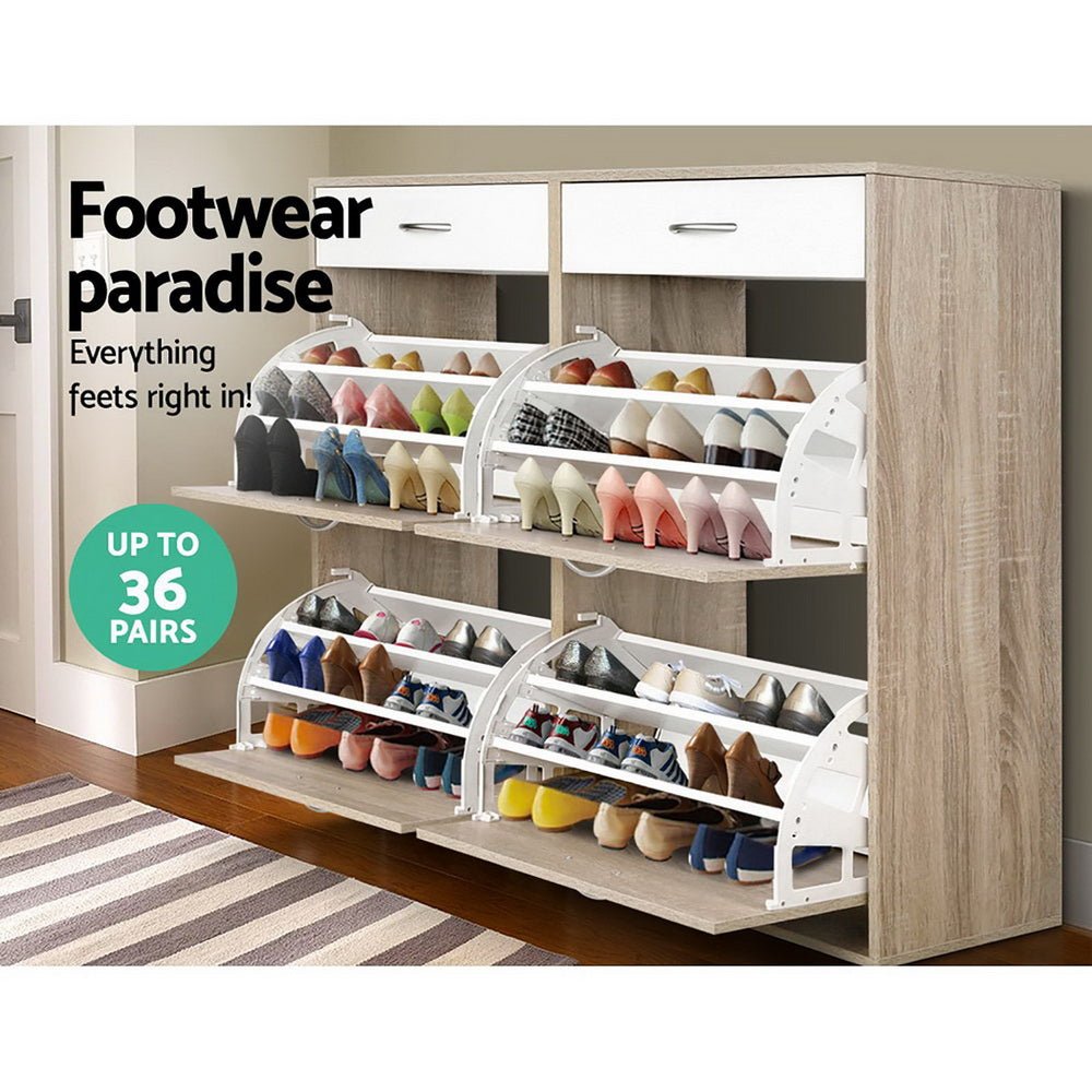 2 Tier Shoe Cabinet - Wood - Direct On Sale