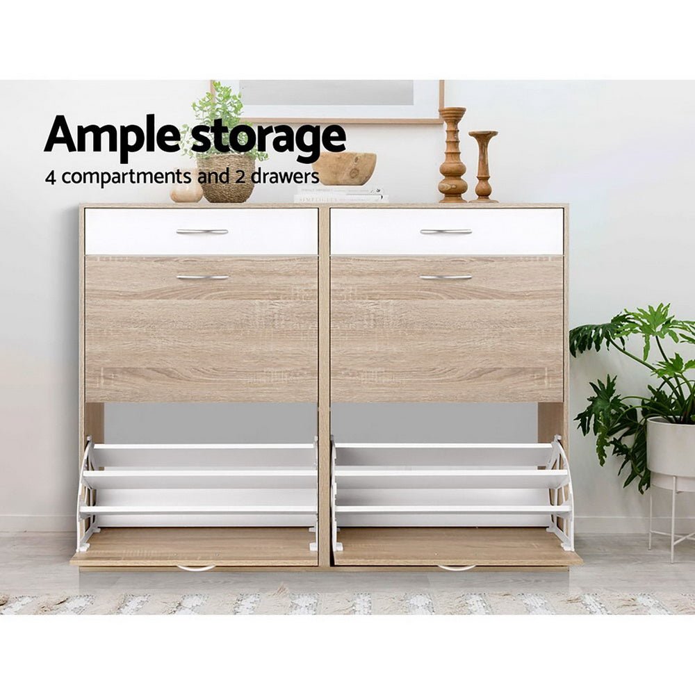 2 Tier Shoe Cabinet - Wood - Direct On Sale