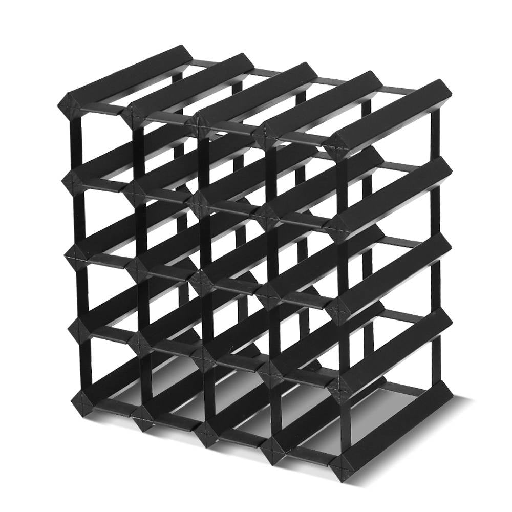 20 Bottle Timber Wine Rack Wooden Storage Wall Racks Holders Cellar Black - Direct On Sale