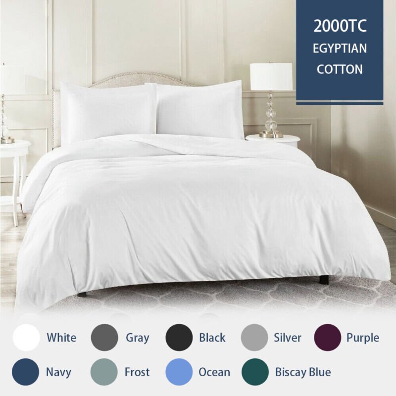 2000TC Quilt Cover Set Egyptian Cotton Soft Duvet Cover Set Single Double Queen King - Direct On Sale