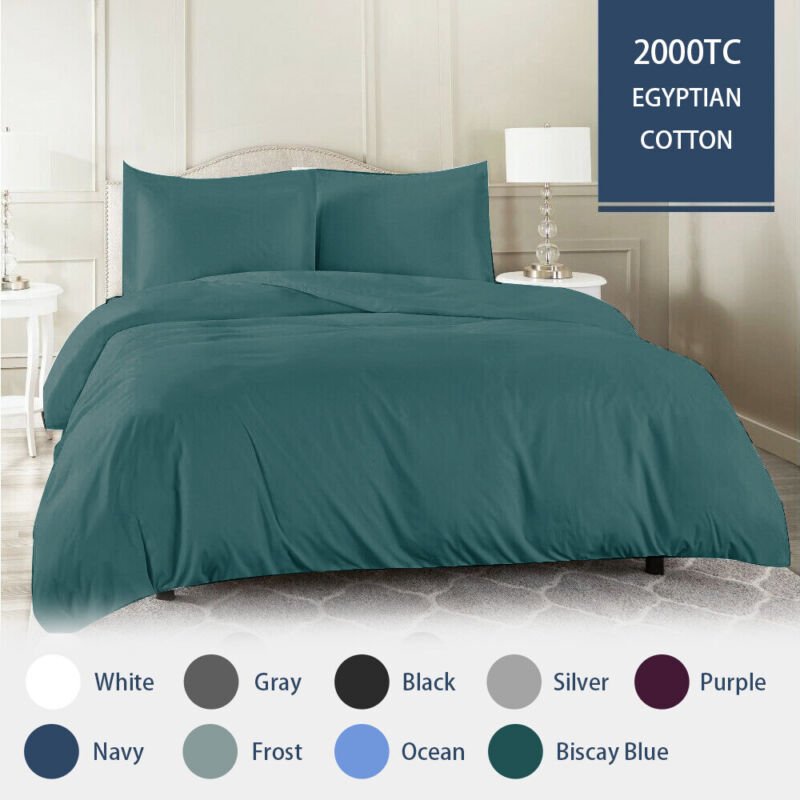2000TC Quilt Cover Set Egyptian Cotton Soft Duvet Cover Set Single Double Queen King - Direct On Sale