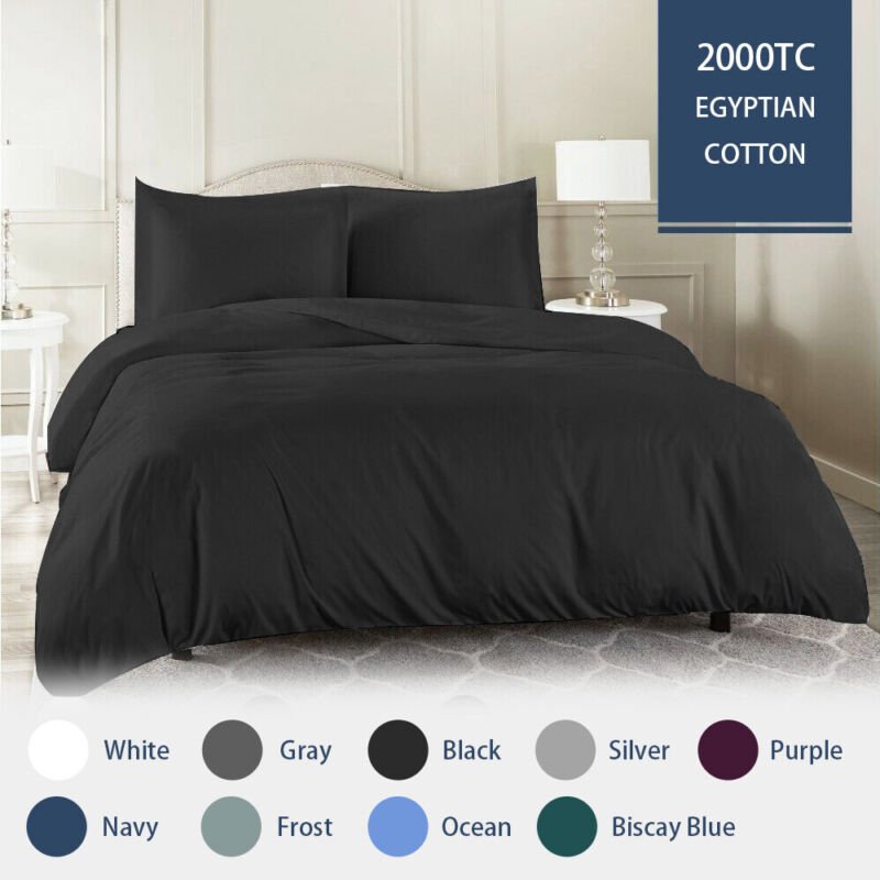 2000TC Quilt Cover Set Egyptian Cotton Soft Duvet Cover Set Single Double Queen King - Direct On Sale