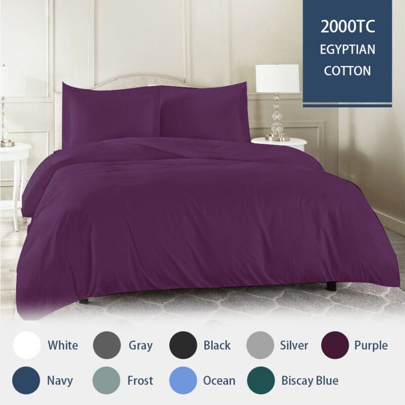 2000TC Quilt Cover Set Egyptian Cotton Soft Duvet Cover Set Single Double Queen King - Direct On Sale
