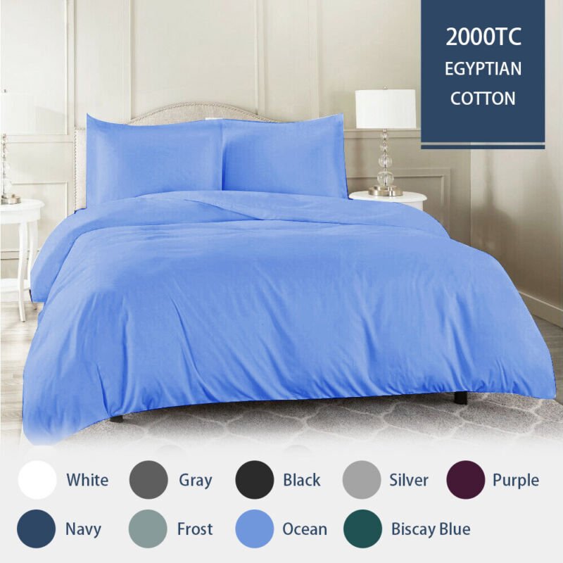 2000TC Quilt Cover Set Egyptian Cotton Soft Duvet Cover Set Single Double Queen King - Direct On Sale