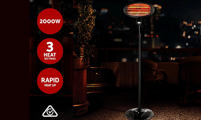 2000W Electric Portable Patio Strip Heater - Direct On Sale