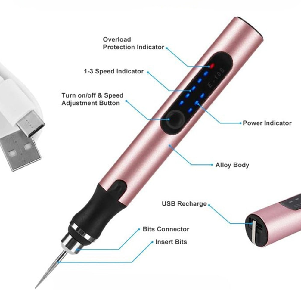 Mini Electric Professional Engraving Pen for Jewelry Glass Wood Stone Metal - USB Rechargeable_9