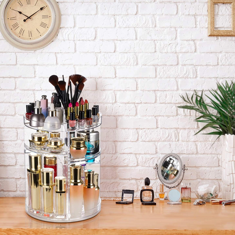 360° Rotating Acrylic Makeup Organiser Clear Cosmetics Storage Box_9