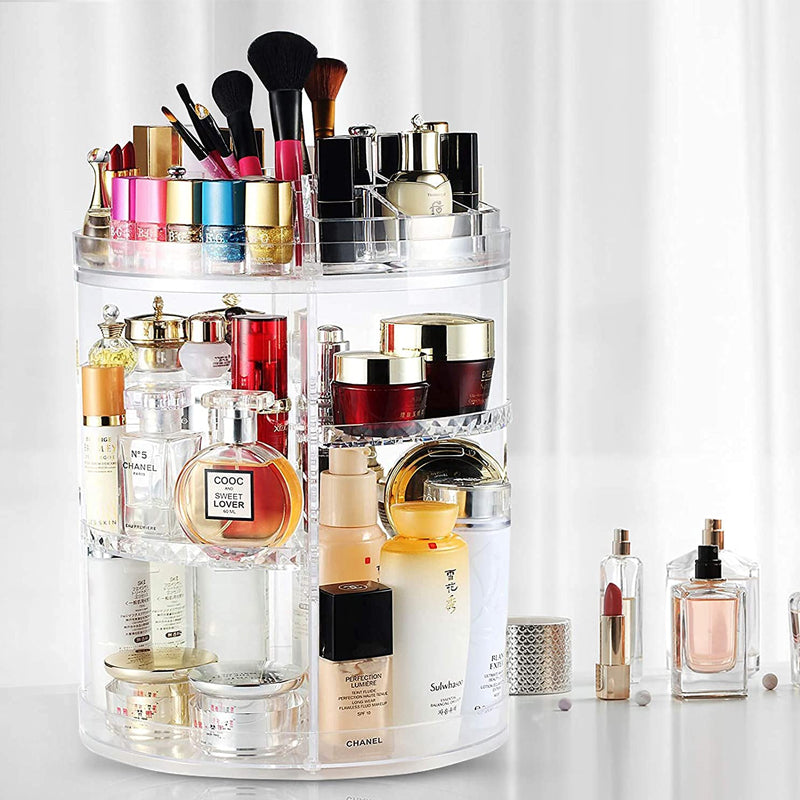 360° Rotating Acrylic Makeup Organiser Clear Cosmetics Storage Box_10