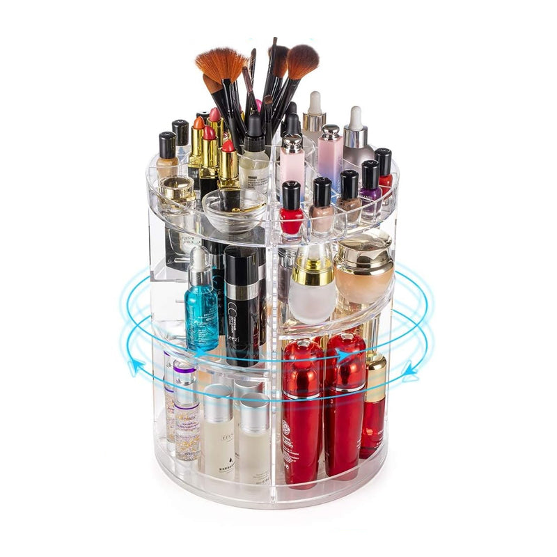 360° Rotating Acrylic Makeup Organiser Clear Cosmetics Storage Box_0
