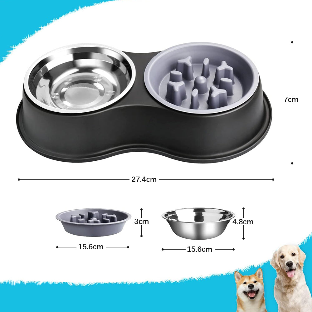 PETSWOL Dog Water And Food Bowls With Slow Feeder_6