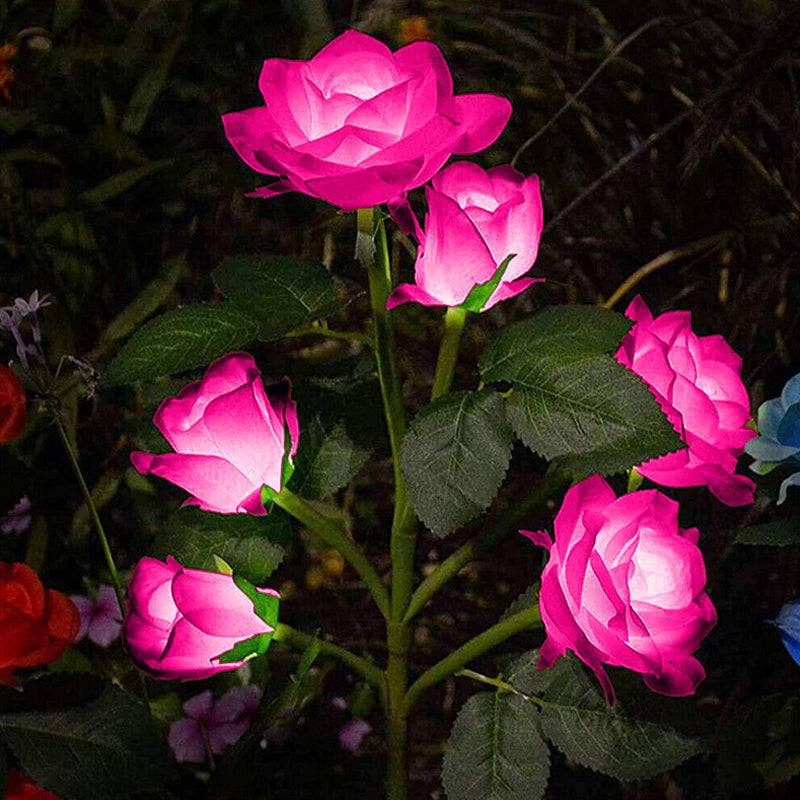 75cm Long Stemmed Garden Rose Decorative Outdoor Garden Flower Light- Solar Powered_4