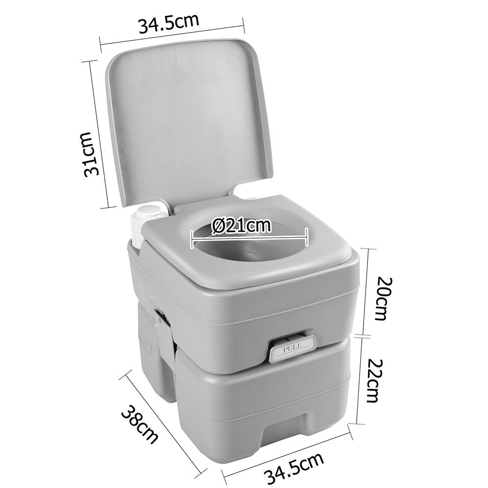 20L Portable Outdoor Camping Toilet - Grey - Direct On Sale